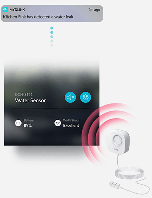 D-link Wassersensor gibt Alarm per App und Signal