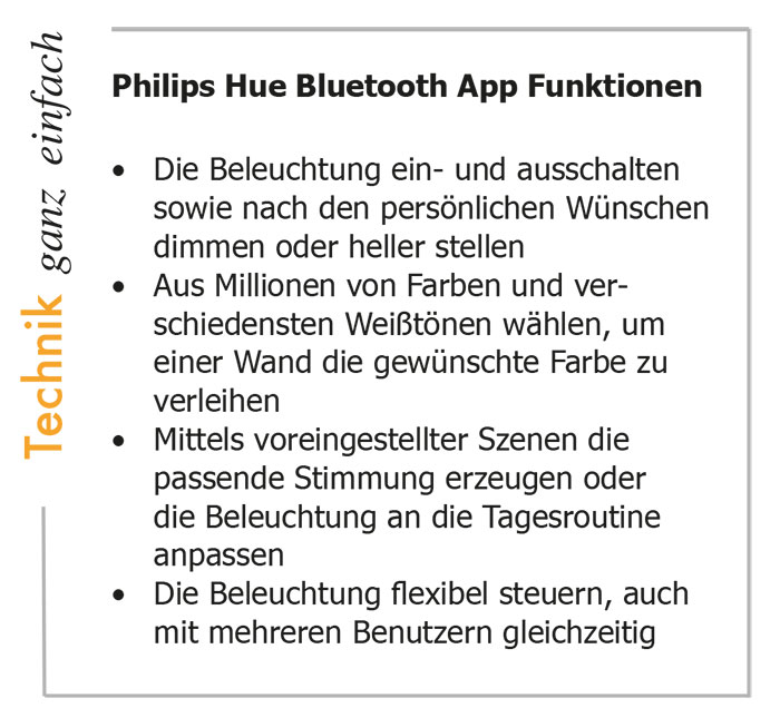Philips Hue Bluetooth Funktionen Technik ganz einfach