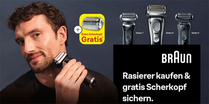 Zu den Aktionsprodukten gehören alle Rasierermodelle der Braun Series 9, 7 und 5