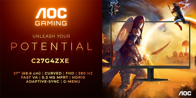 AOC GAMING C27G4ZXE mit Fast-VA-Panel, 280 Hz und 0,3 ms MPRT Reaktionszeit